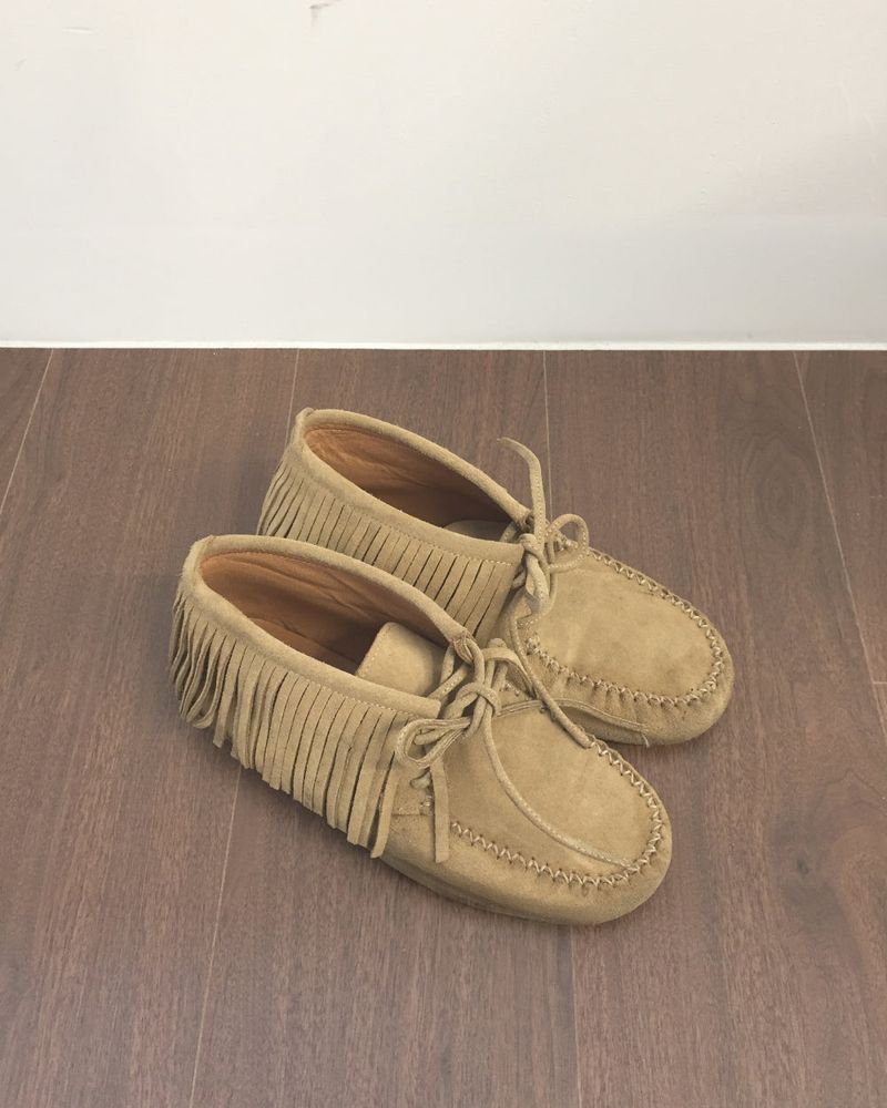 Suede fringe moccasins(1color)