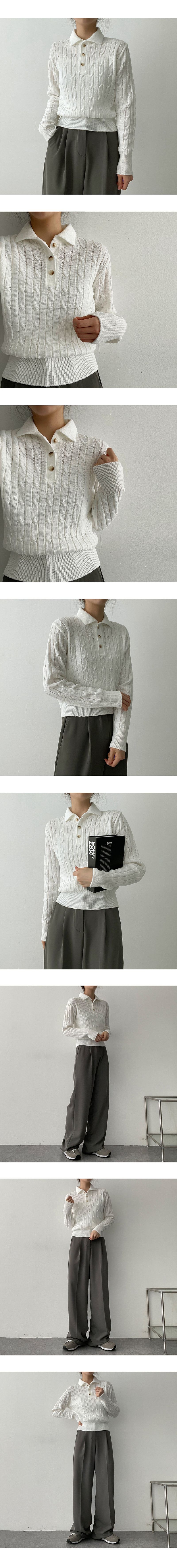 Miles Twisted Bread Button Collar Knit