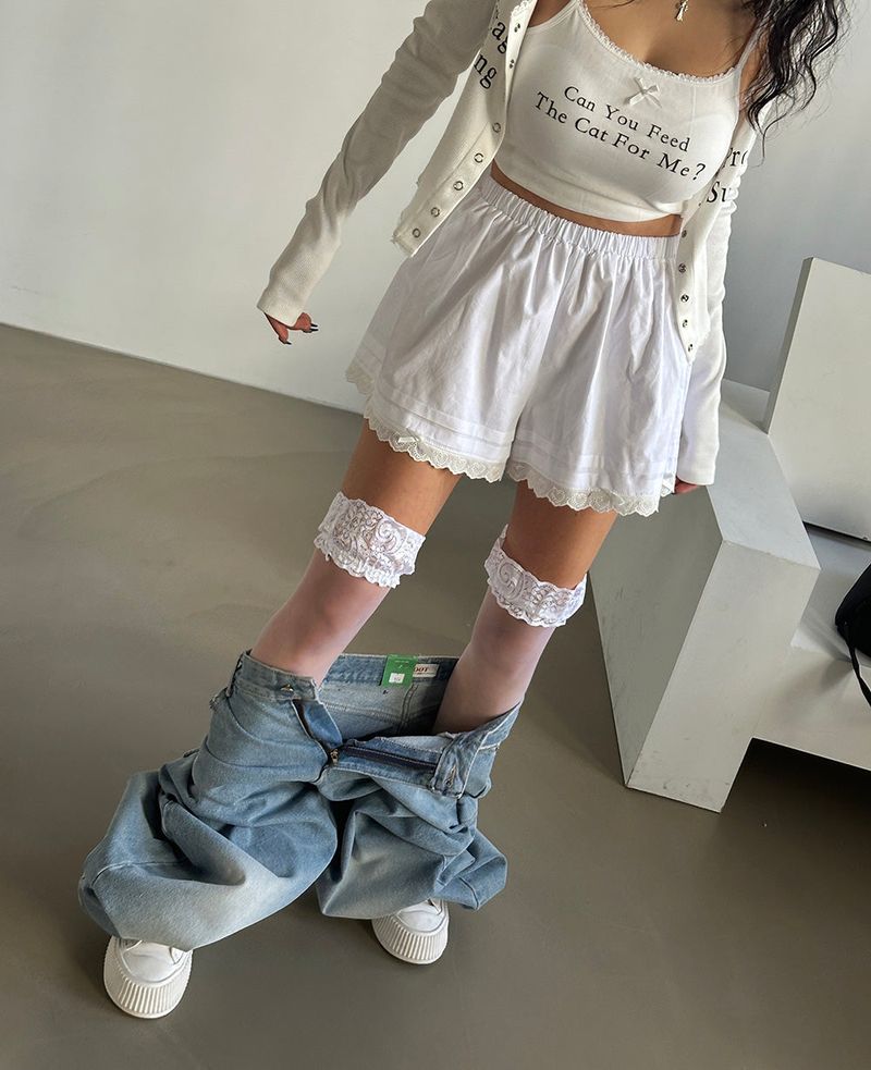 Ribbon lace boxer brief trunk short pants