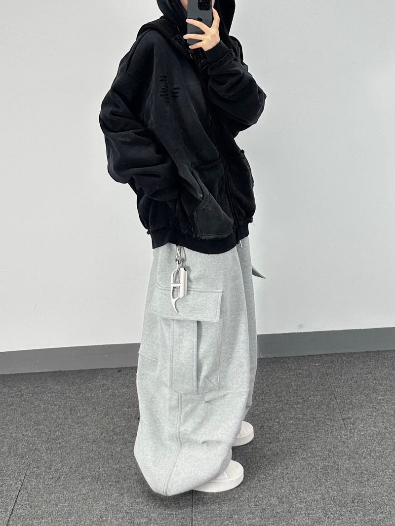 rugged fleece big balloon pants