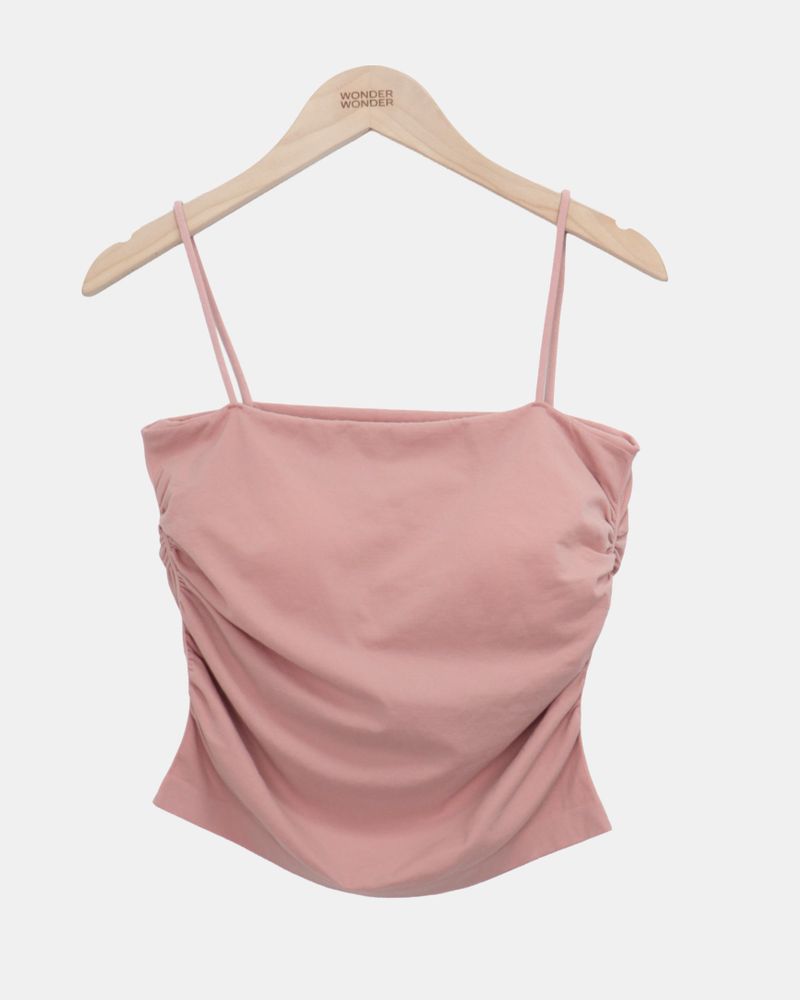 Coning Slim Side Shirring Built-in Cap Sleeveless Top