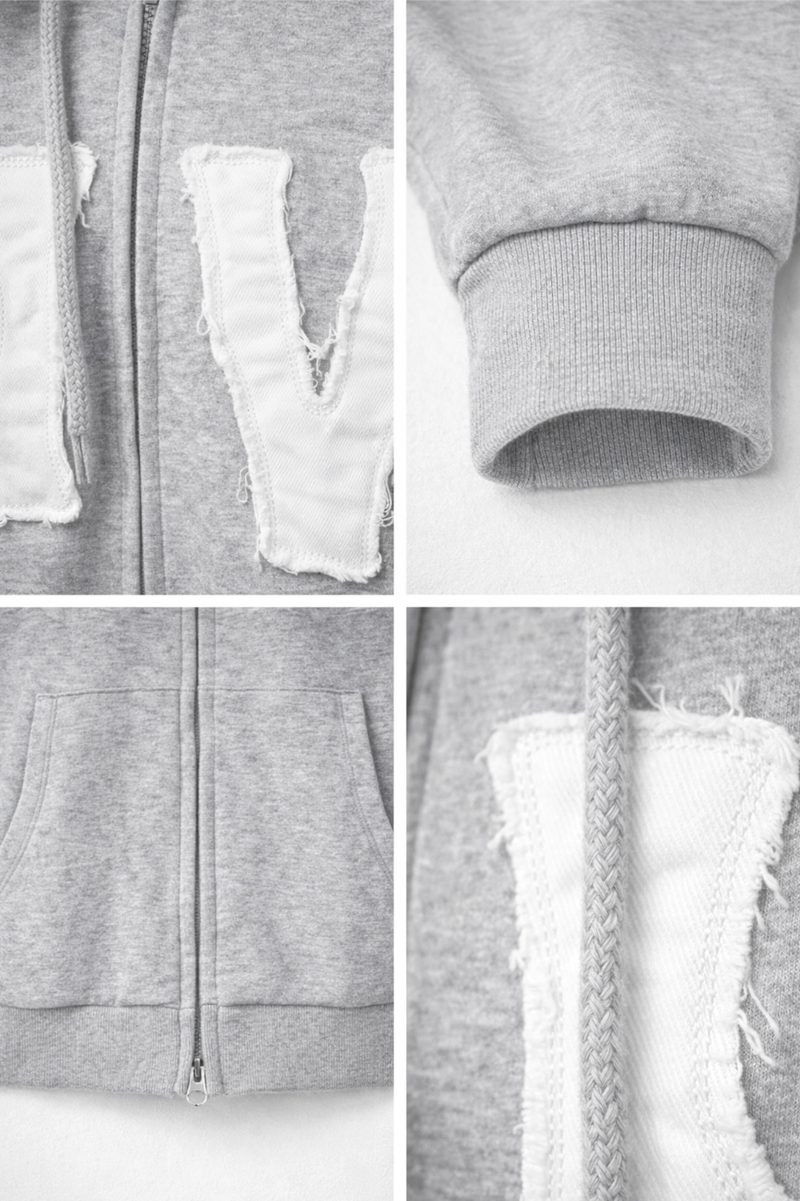 NY Lettering Cotton Hood Zip-up
