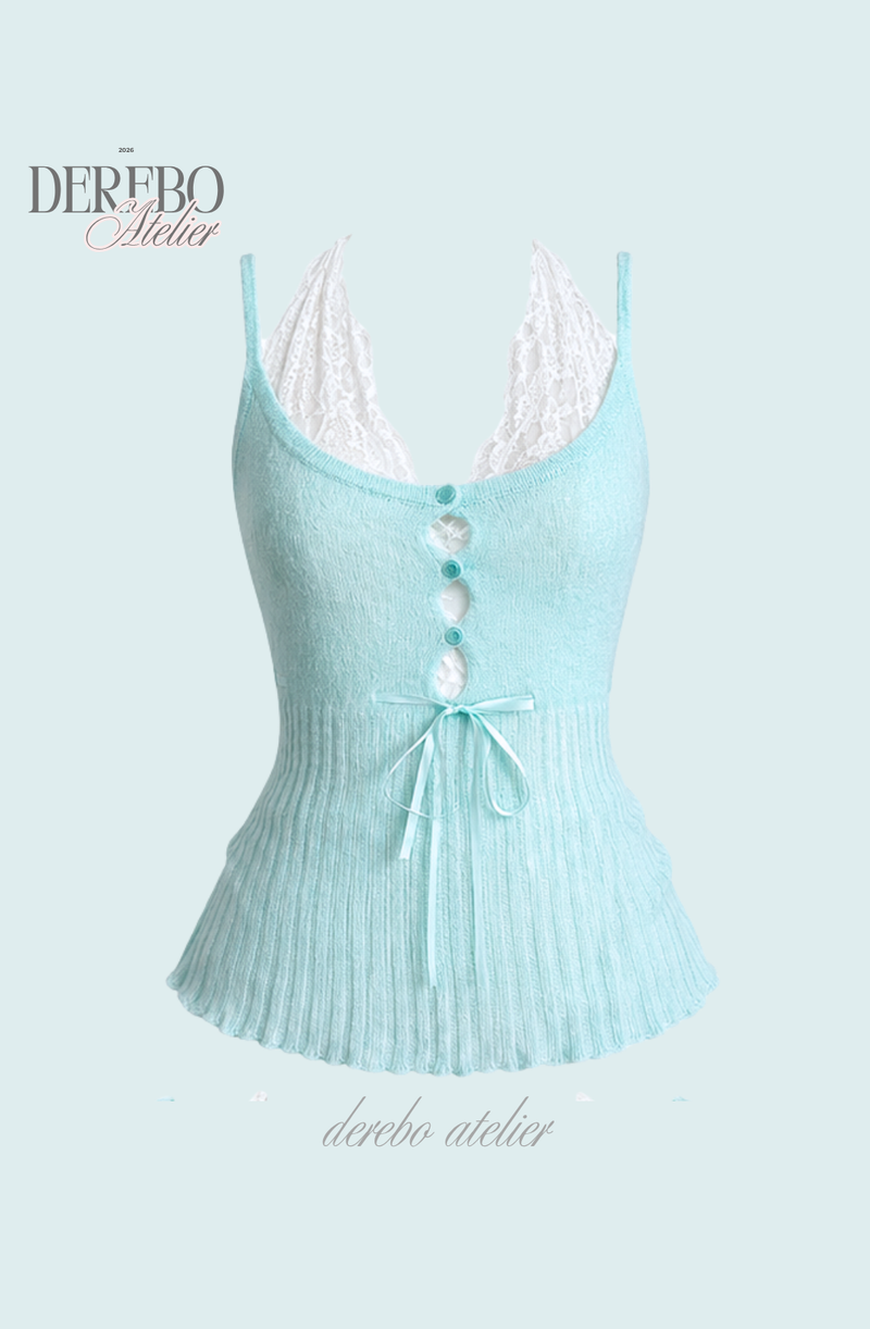 Blanc Halter Layered Knit Sleeveless Top (BRA SET)
