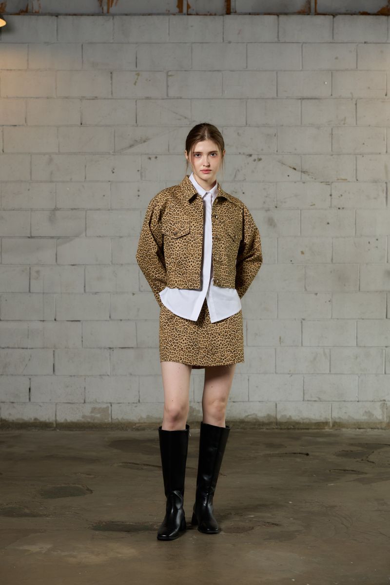 LEOPARD MINI SKIRT / BEIGE