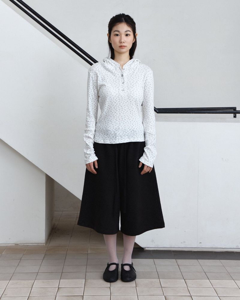 Half Button Flower Hoodie