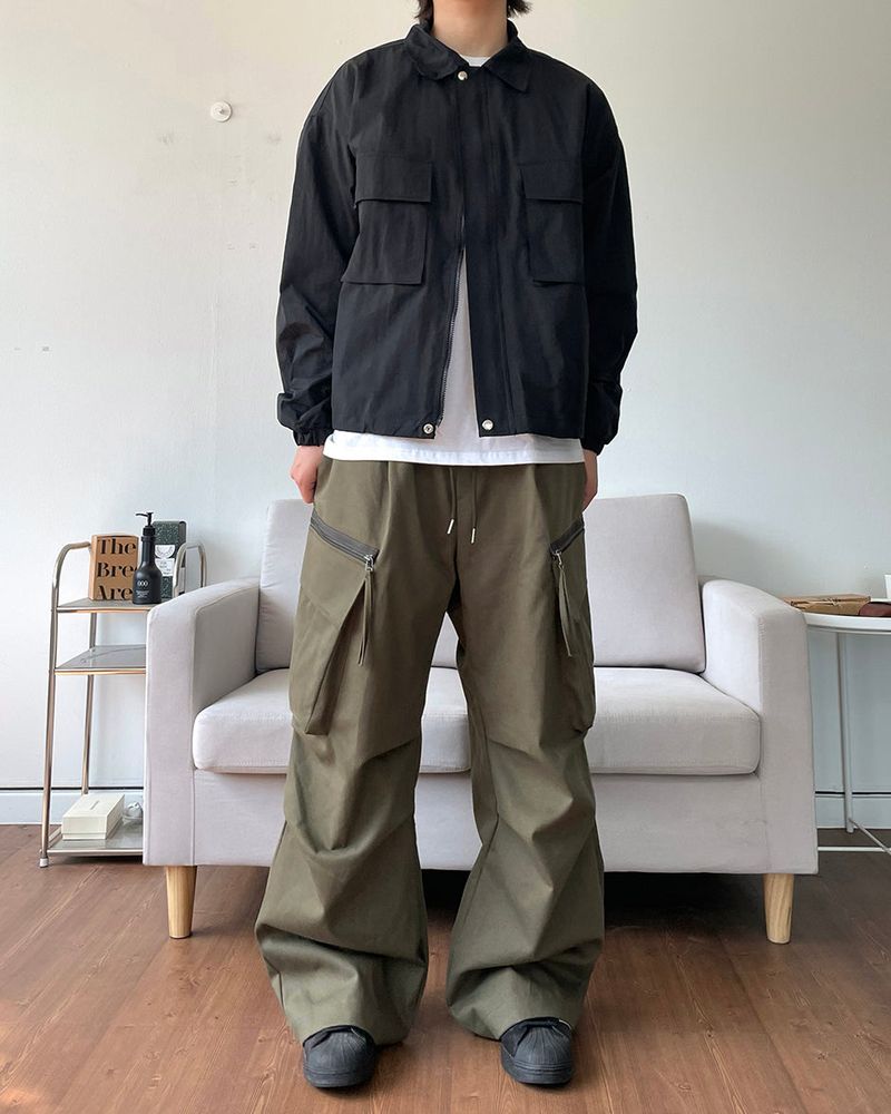 Zipper Big Cargo Cotton Pants