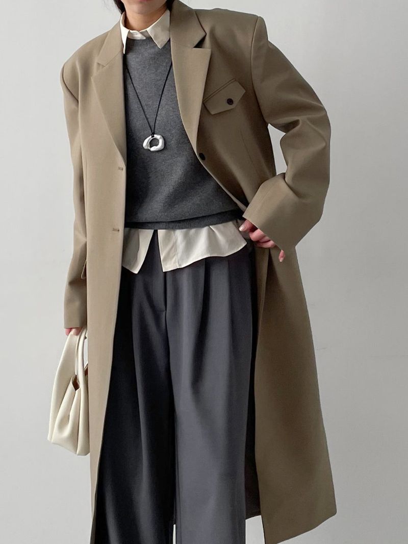 [SS] Flannel Pocket Overfit Long Coat