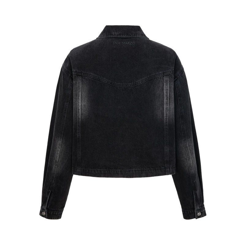 13DE MARZO Denim Frayed Embroidered Jacket