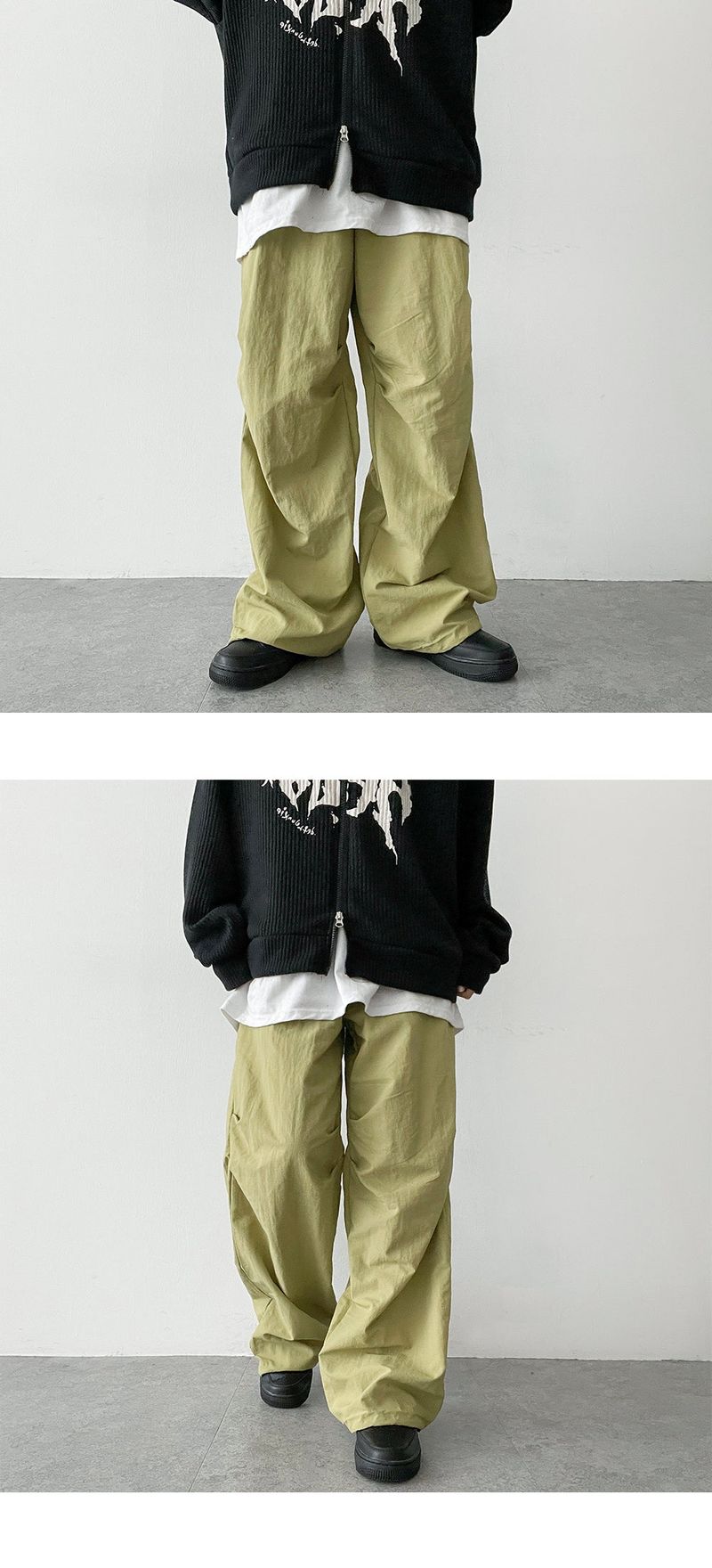 Lat Knee Shirring String Wide Pants