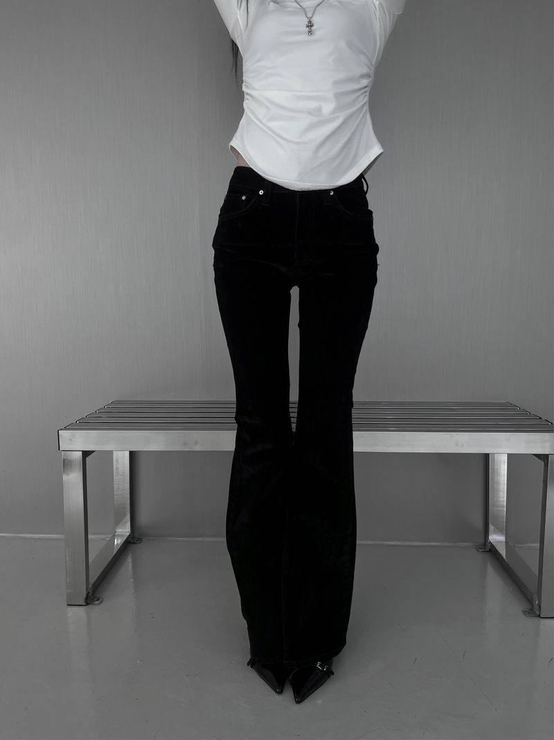 velvet stud bootcut pants