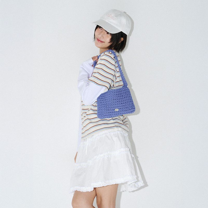 COTTON KNITTING BAG  (Blue)