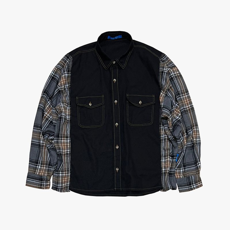 check block cotton shirt_black