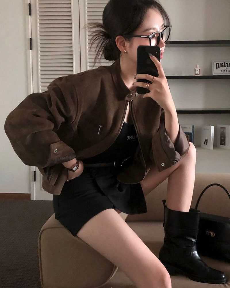 BEIDELLI（ベイデリー）の「[BELLIDE MADE] BAND COLLAR, SUEDE CROP JACKET（Jackets/Outerwear）」