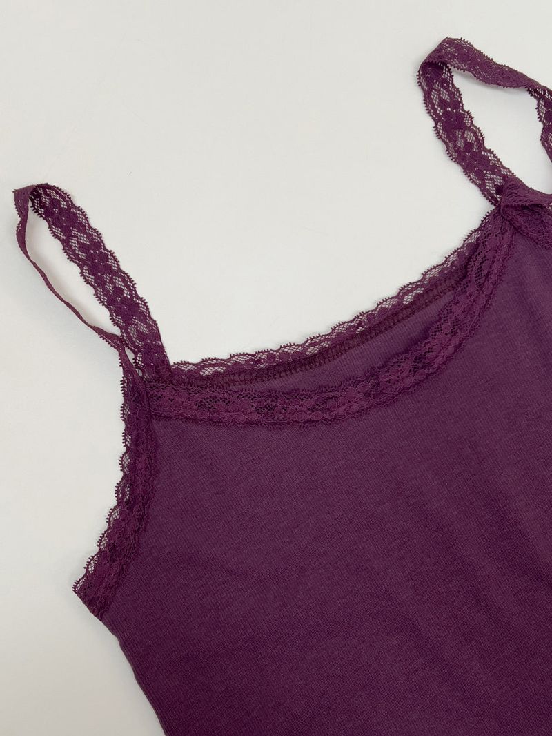 Lace Ribbed Square Sleeveless