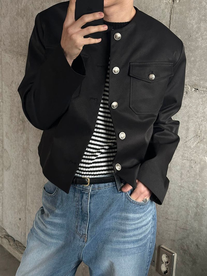 Clean crop tweed jacket(2color)