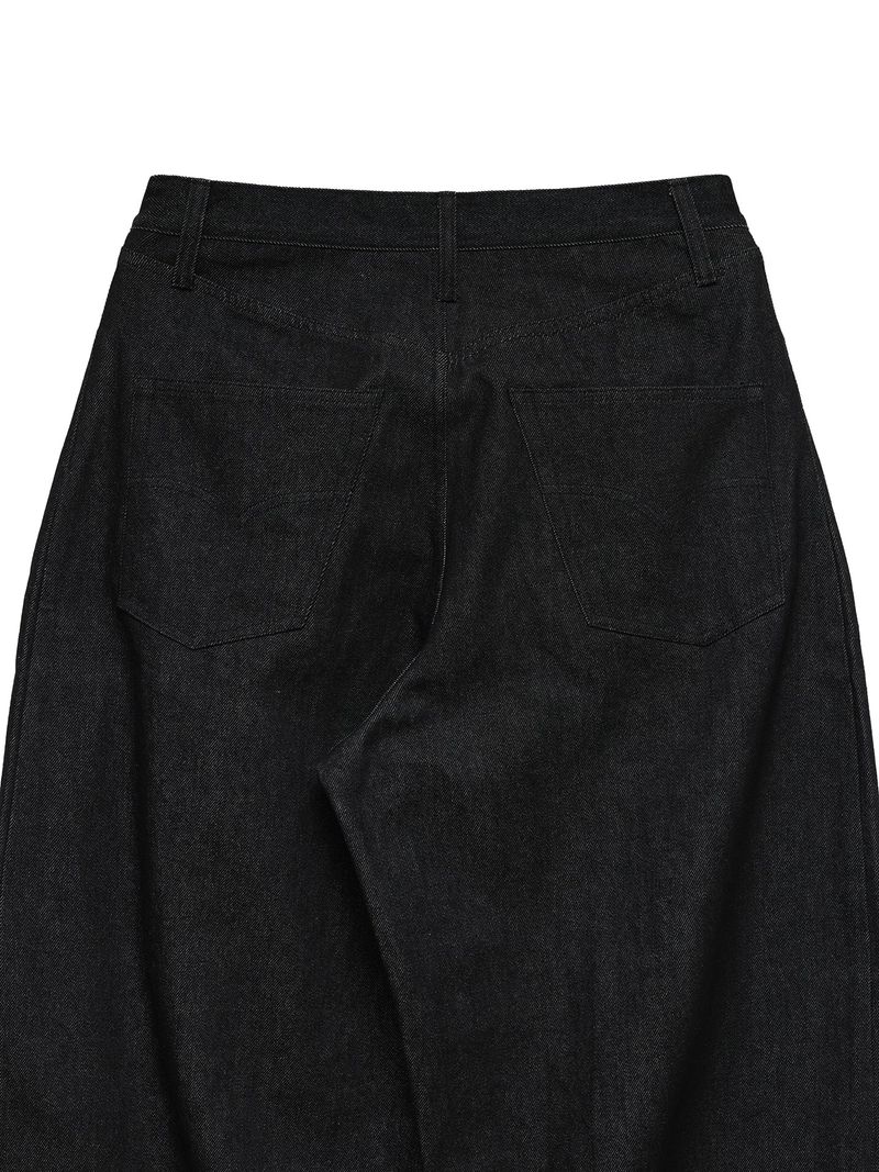 6CRAYON 11.3oz ブラックノンフェイドワイドレッグバギーデニムパンツ