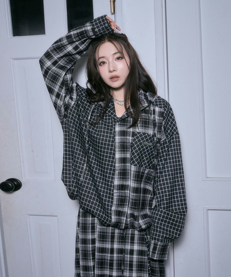 ANDGEEBEE（アンジービー）の「ドッキングチェックフーディシャツ（Tops）」
