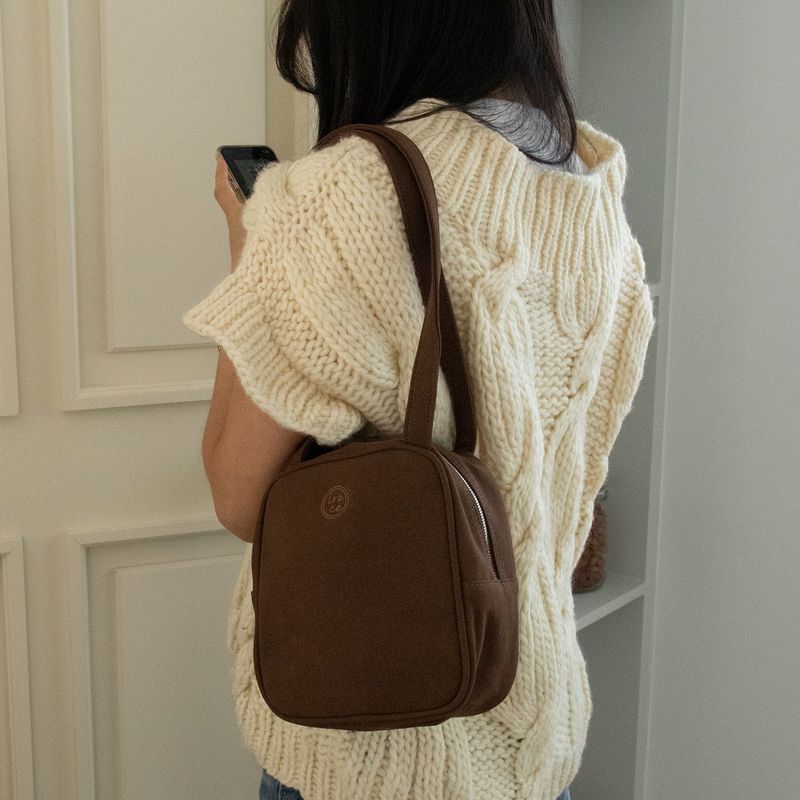 square suede bag _choco brown