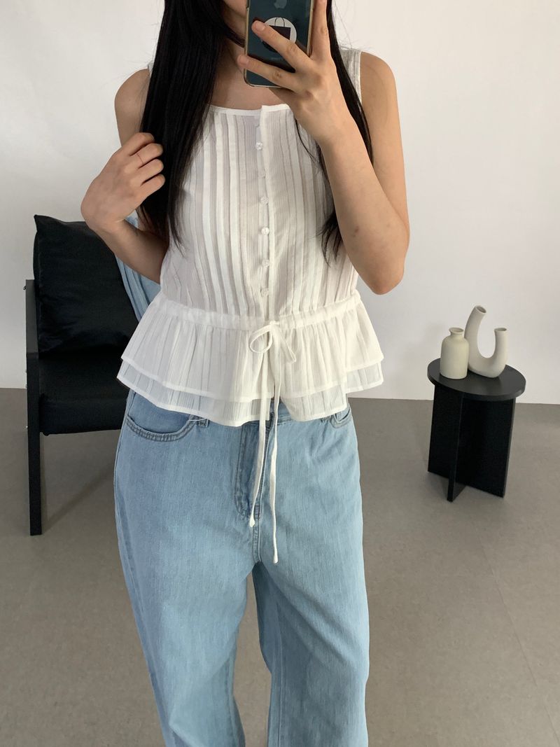 Harrison Pintuck Sleeveless Blouse