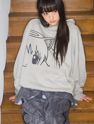 CAT GIRL HOODIE - GRAY