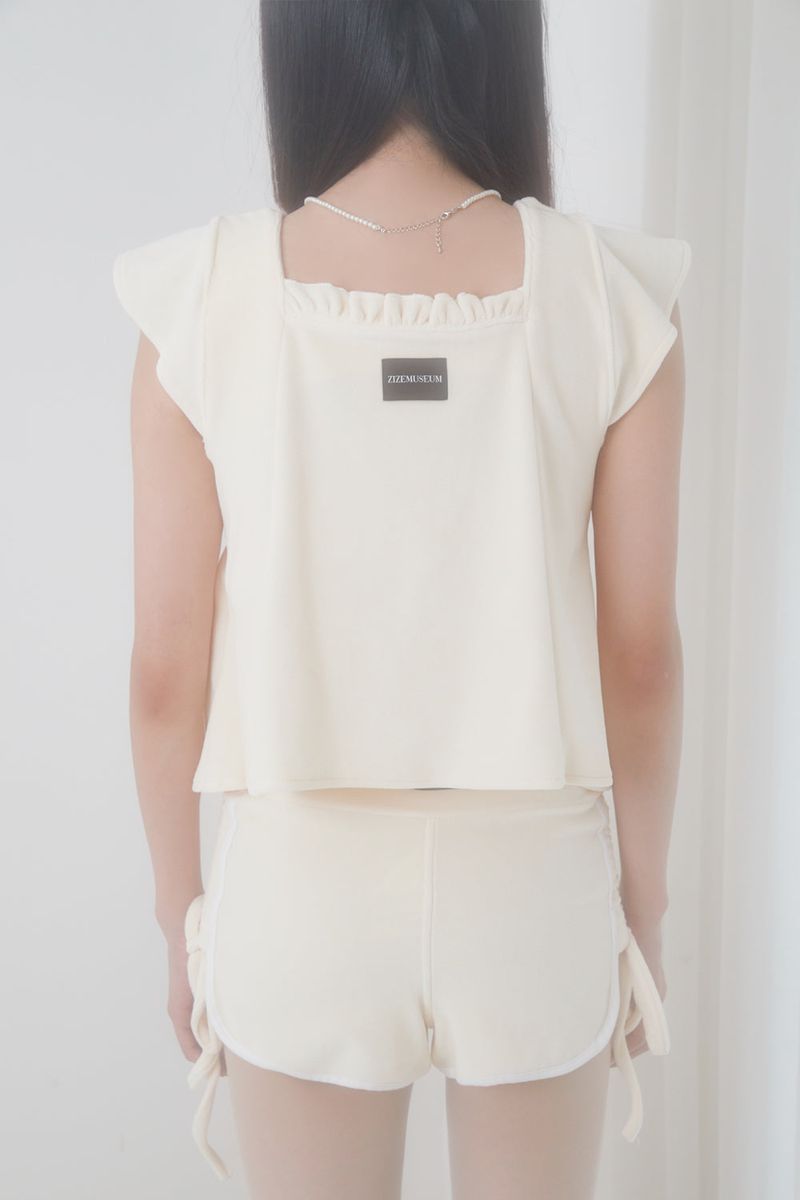 VELVET PAJAMA TOP (IVORY)