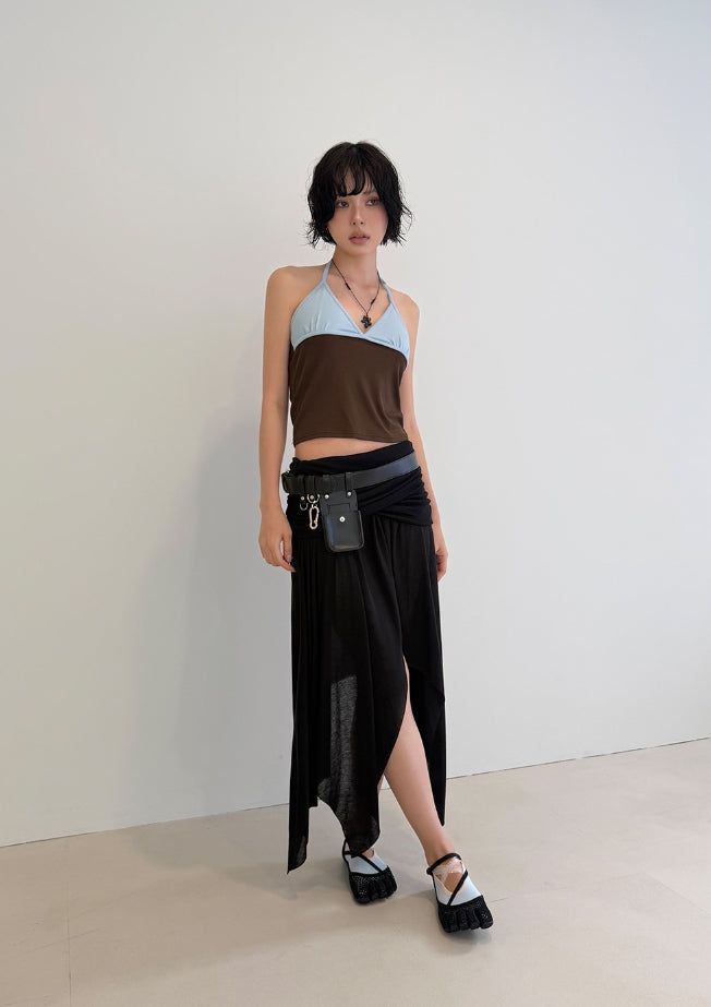 SHEER WRAP UNBALANCE SKIRT
