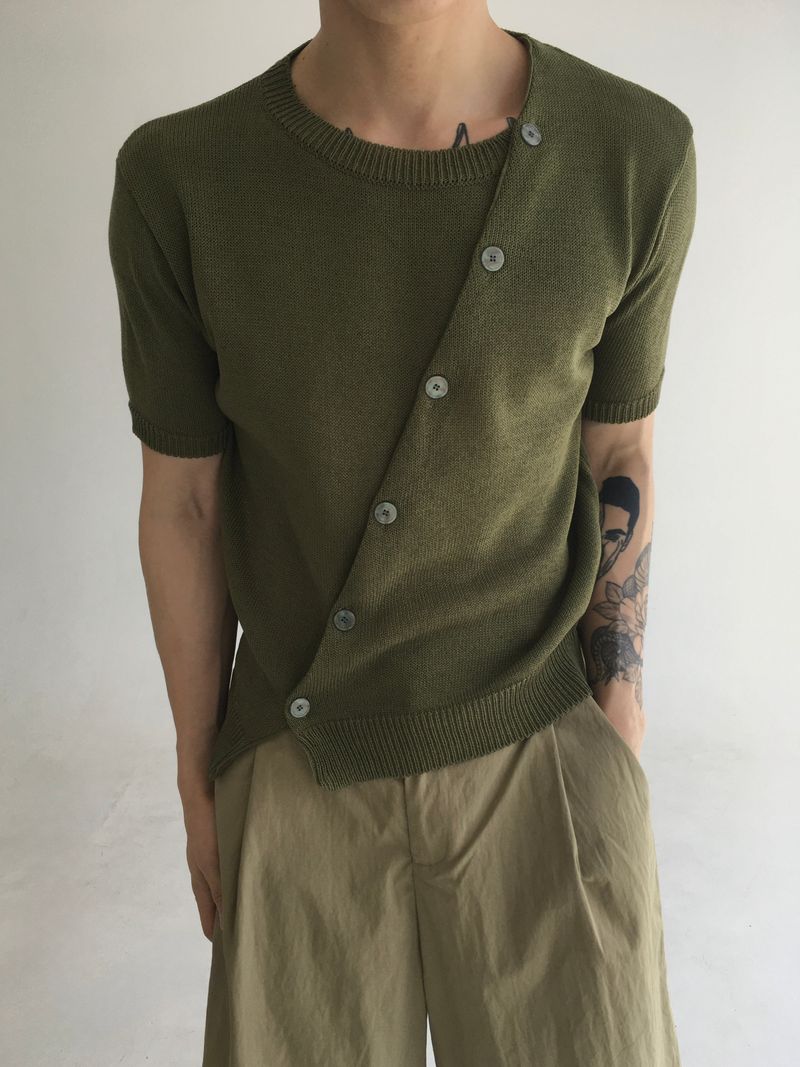 diagonal slick cardigan(4colors)