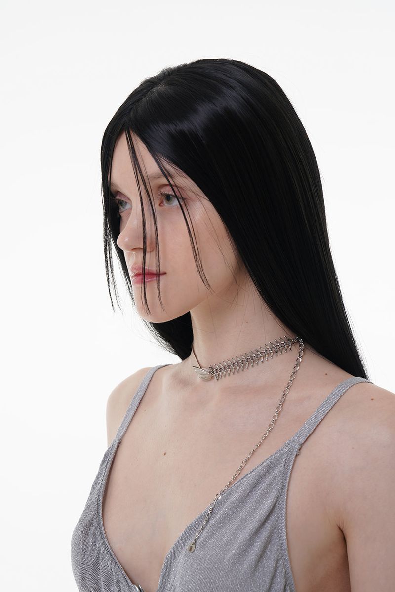 FISH BONE NECKLACE SILVER