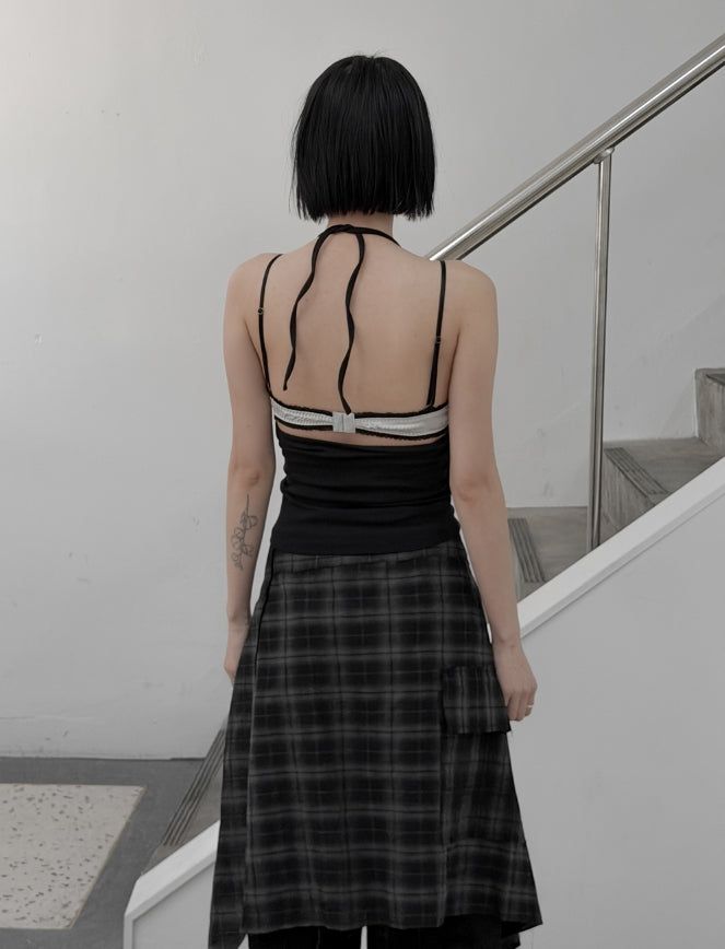Senb Lace Layered Halter Sleeveless