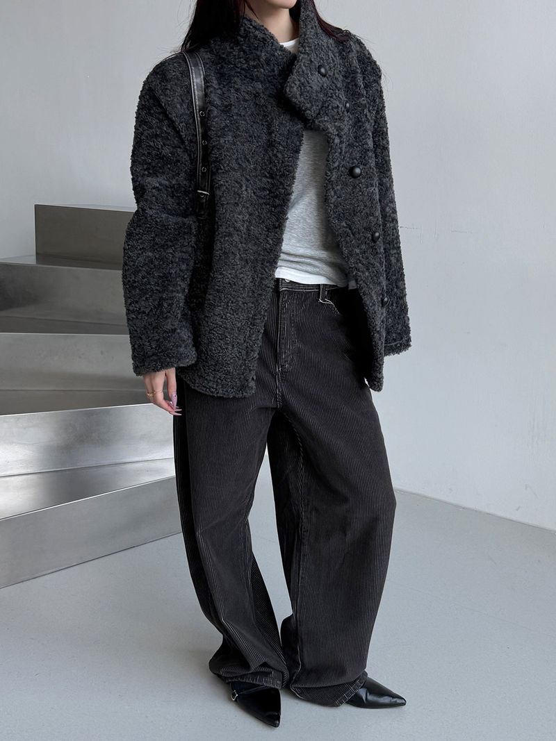 High neck boucle half coat(4color)