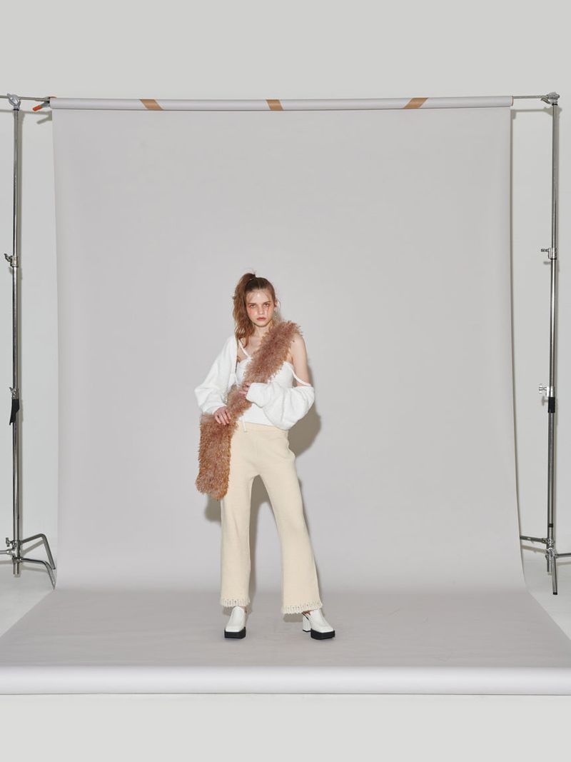 SQUARE TOE MULE-IVORY