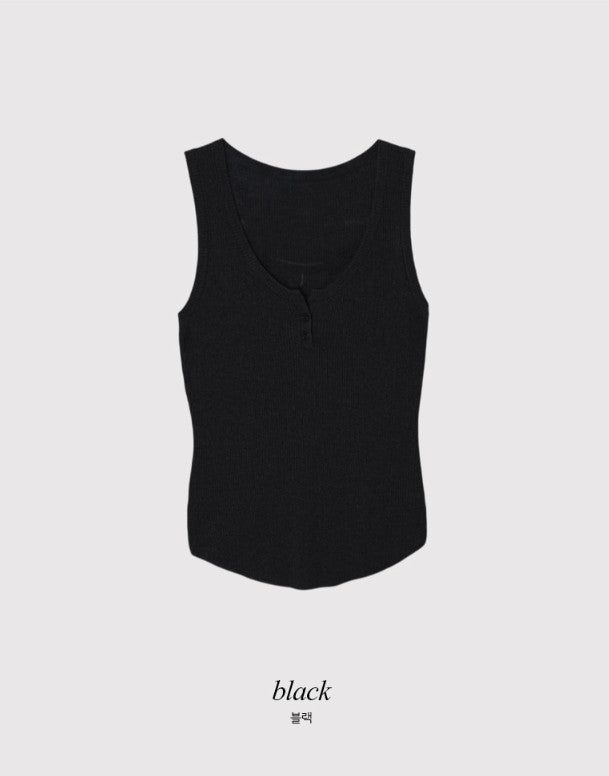 #Button Point Rib Sleeveless (3color)