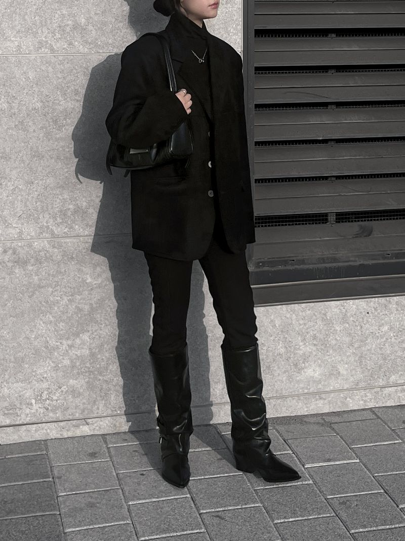 line suede blazer jacket (2color)