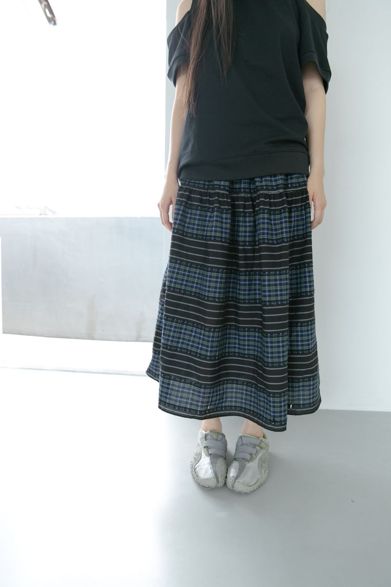 check stripe twoway cotton skirt(2colors)