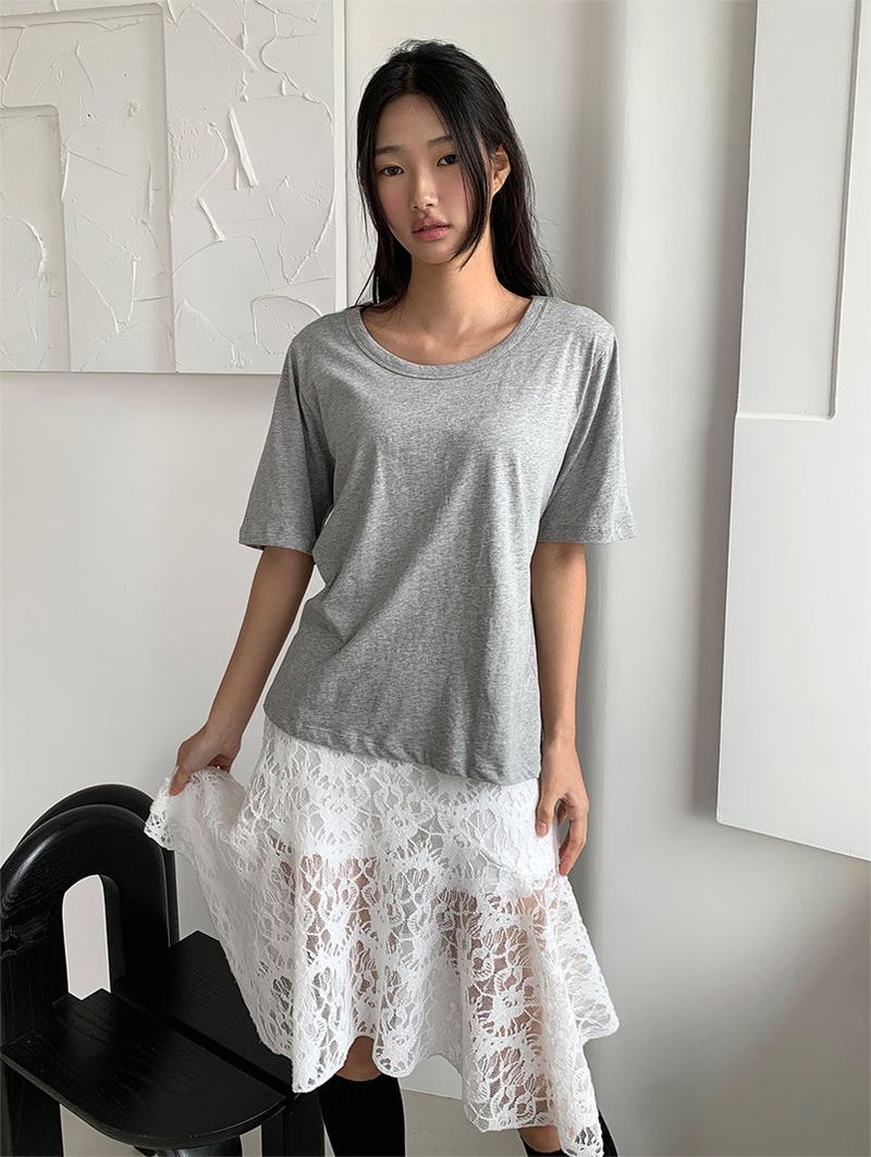 AIR U-NECK LOOSE TEE (5C)