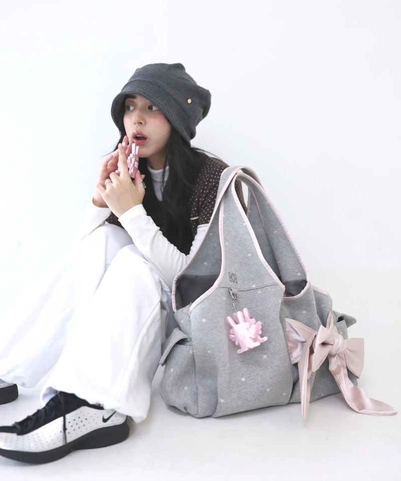 Bow Shoulder Bag (Pink Star)