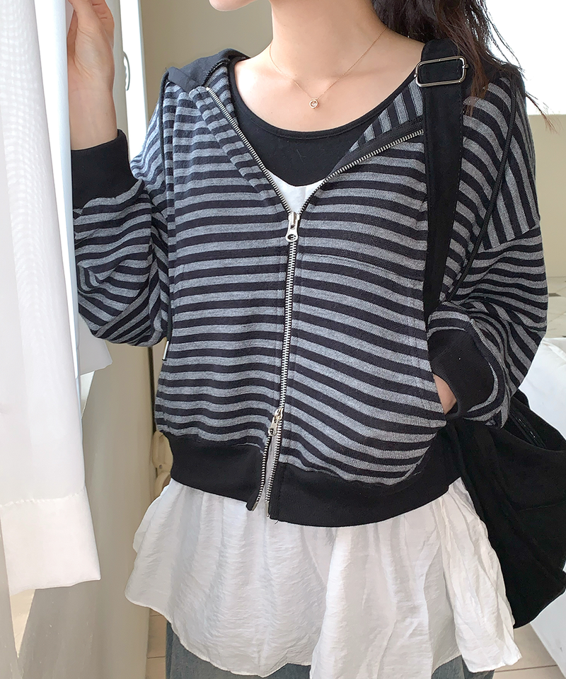 Holic Dangora Knitwear Hooded Zip-Up