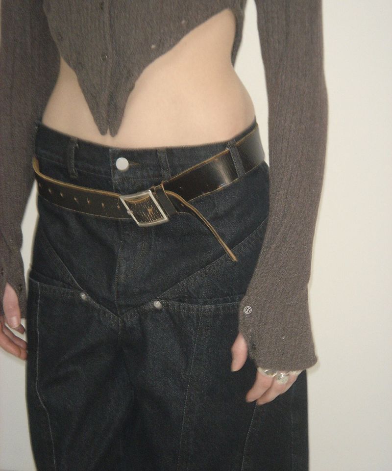 COLOR BLEACH WIDE DENIM PANTS