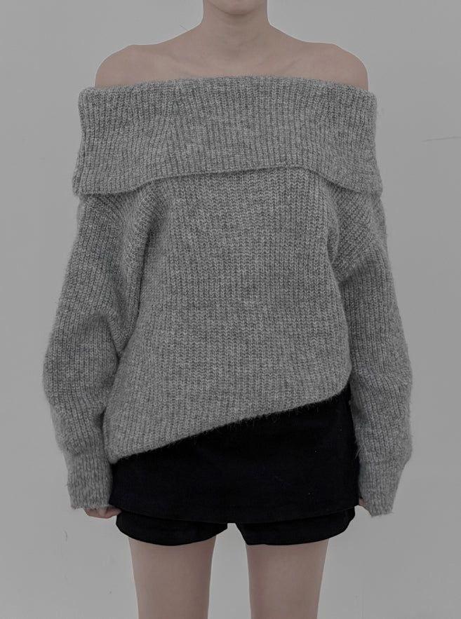 mnem（ムネム）の「Roto Loose Fit Knit Off-Shoulder Top（Tops）」
