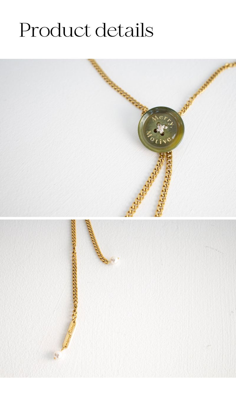 Button point bolo tie chain necklace (Khaki)