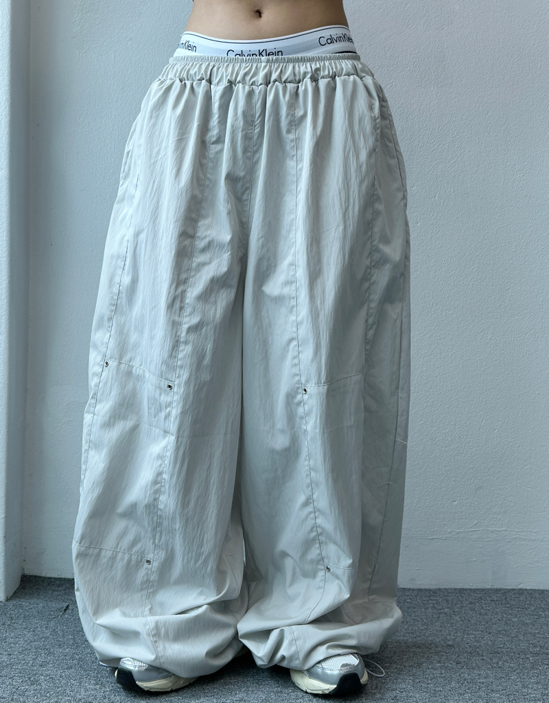 BALLOON SNAP POINT NYLON PANTS💚🩶🖤
