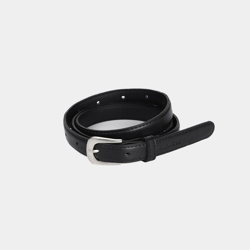 SILVER BUCKLE LEATHER BELT_2 COLOR