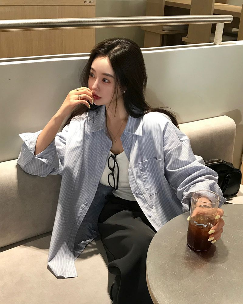 BEIDELLI（ベイデリー）の「[MADE] Alo, stripe overfit shirt（Tops）」