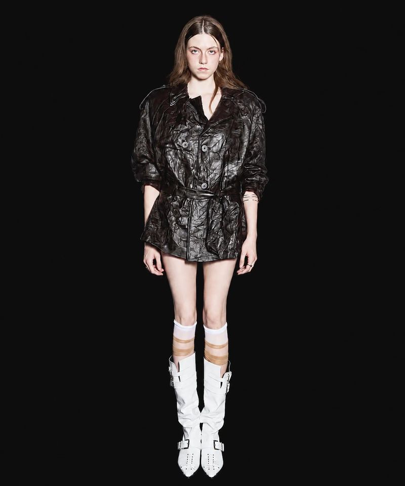 HOLY NUMBER 7（ホーリーナンバーセブン）の「Wrinkled Belted Lambskin Jacket _ Brown（Jackets/Outerwear）」