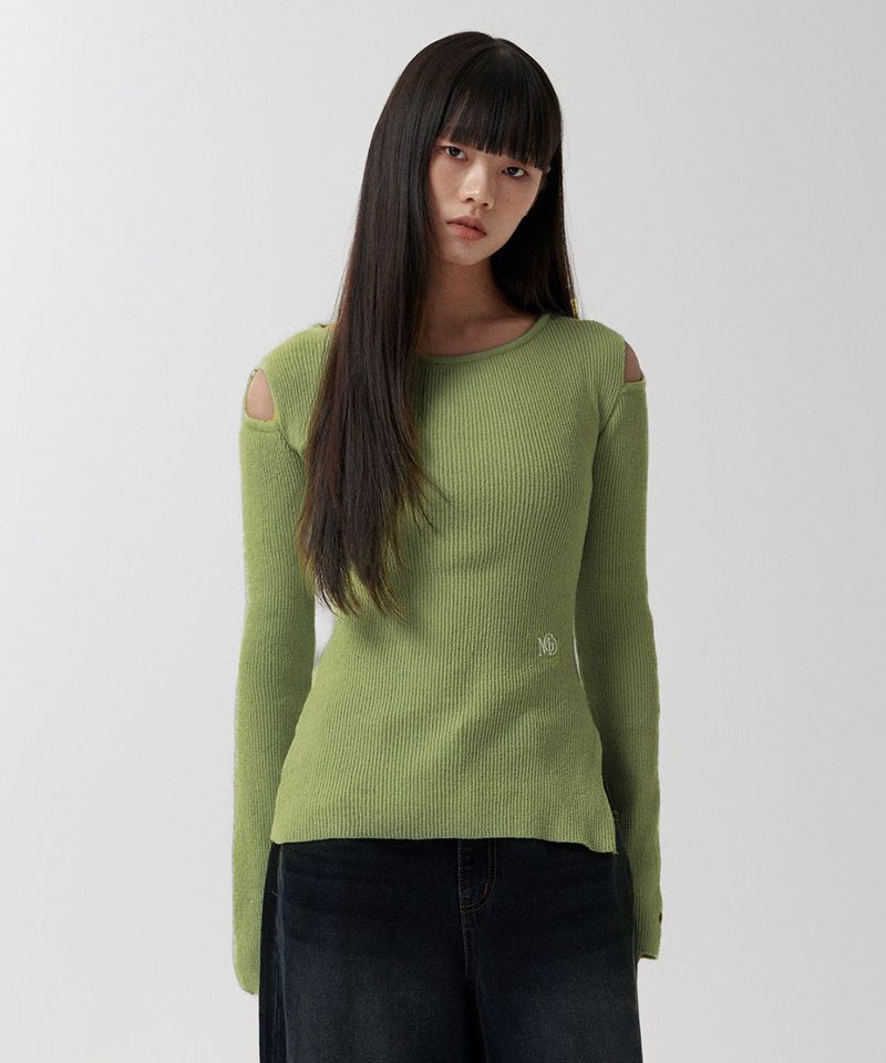 mahagrid(マハグリッド)の「CUT OFF LS KNIT(Tops)」