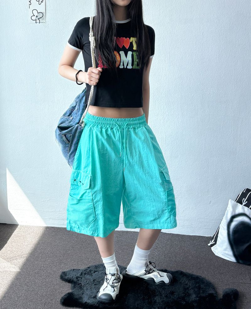 Homecandy Contrast Ringer Crop Tee 2color