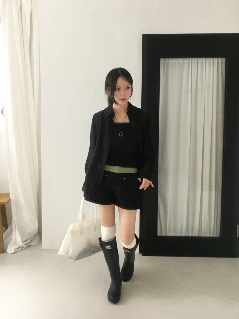 Airy Shell See-Through Shirt (7c)