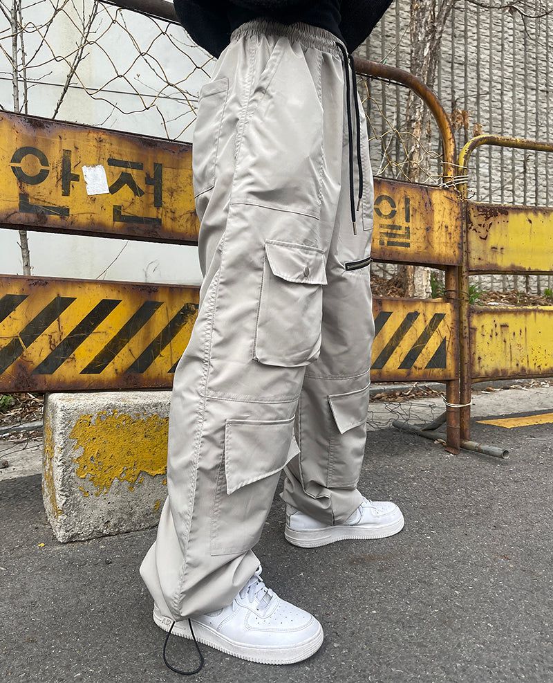 multi-pocket zipper string cargo pants