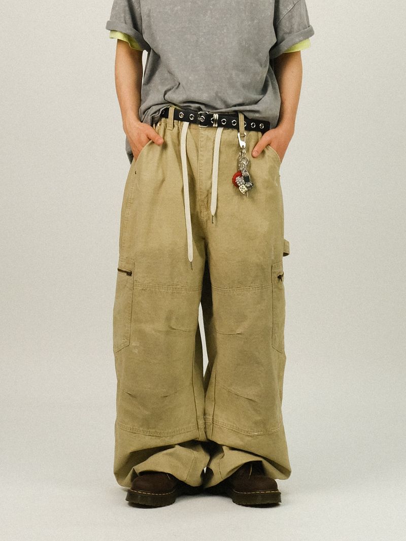 AP WORK DAMAGE COTTON WIDE PANTS