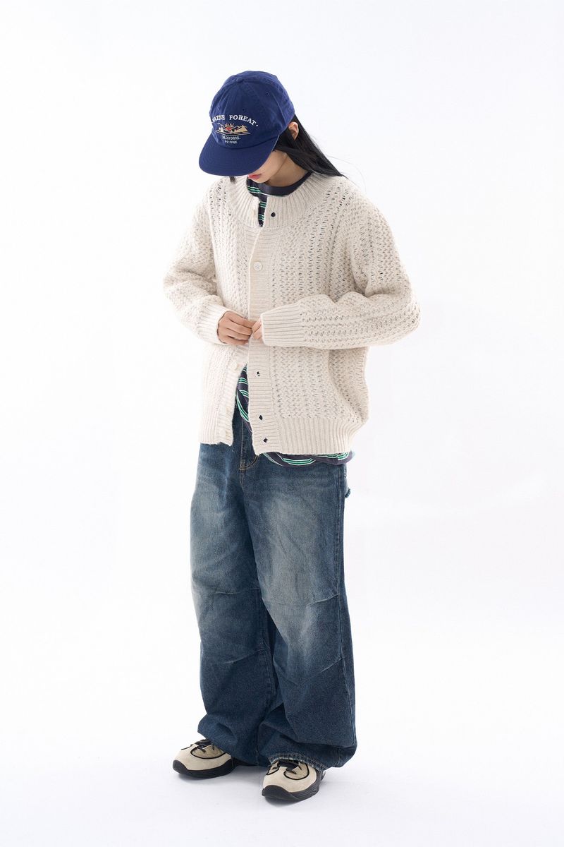 Maya round-neck wool brush cardigan
